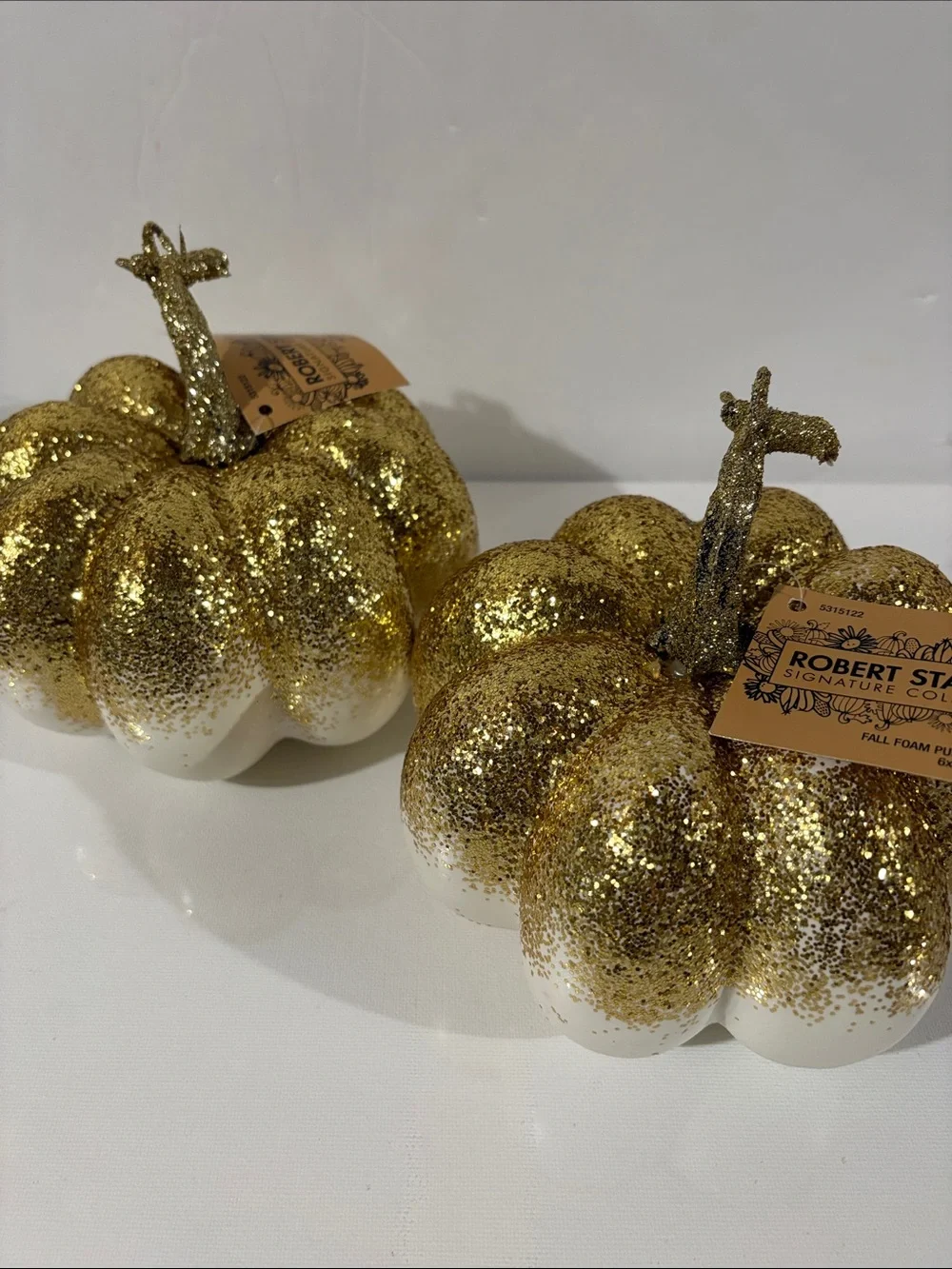 NEW Gold Glitter Pumpkin Holiday Decor - Set of 2 - Bundle - Pumpkins